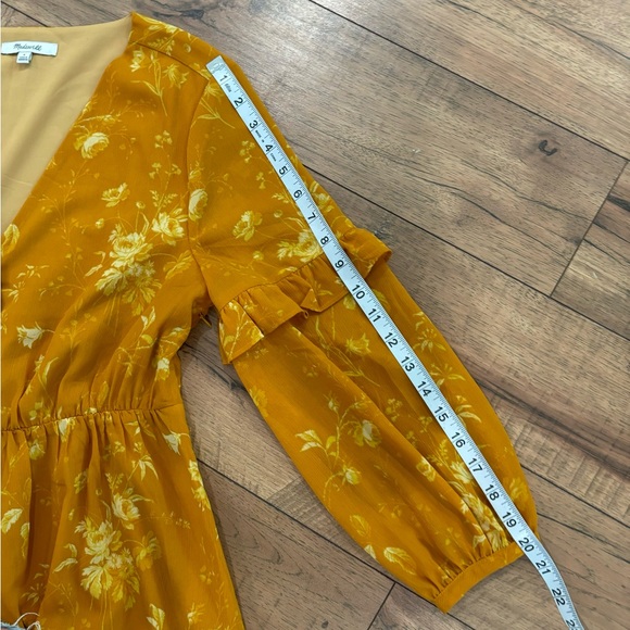 Madewell Ruffle Sleeve Button Front Dress Tonal Brown Size 6 - Picture 12 of 13